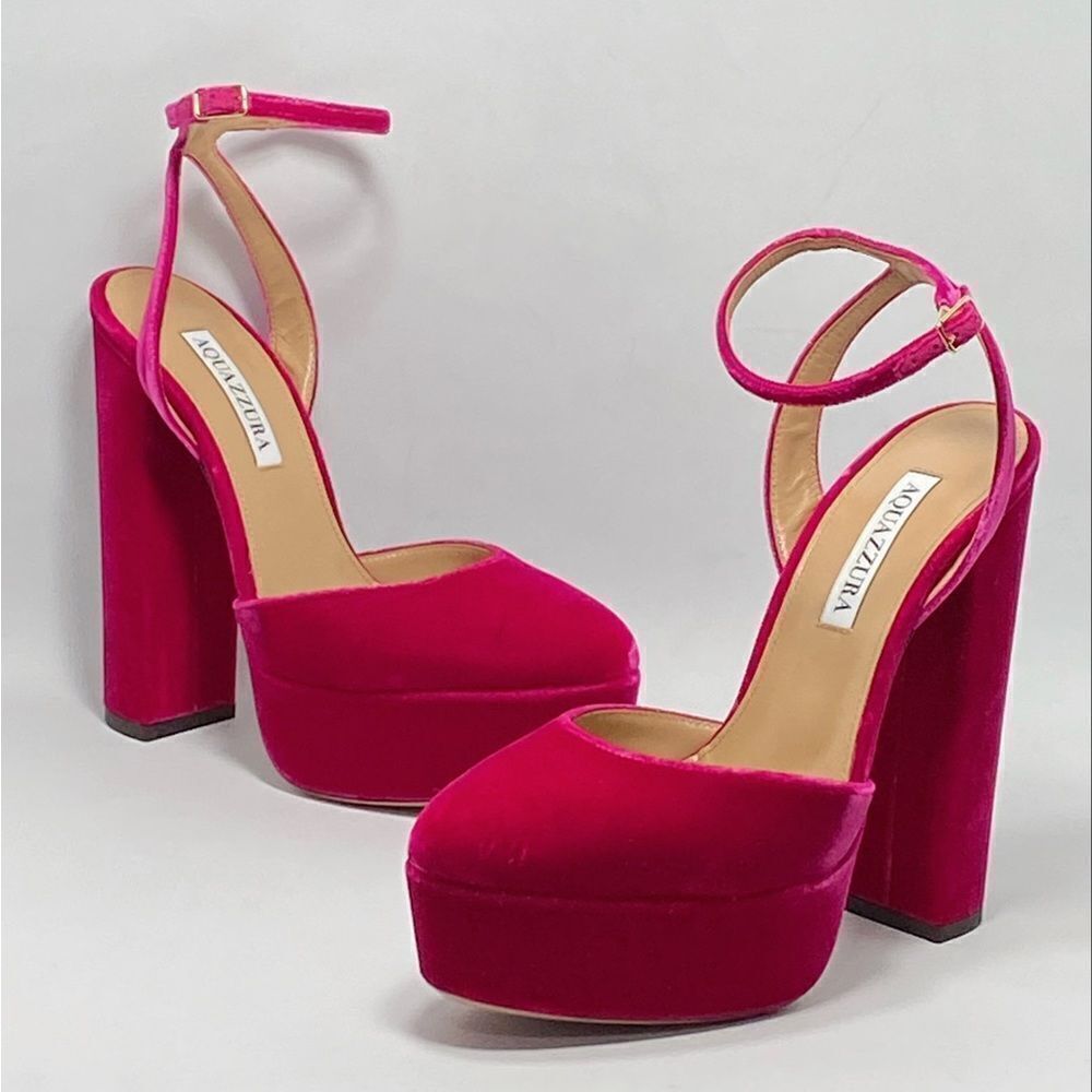Aquazzura So High Velvet Platform Pumps size 37
